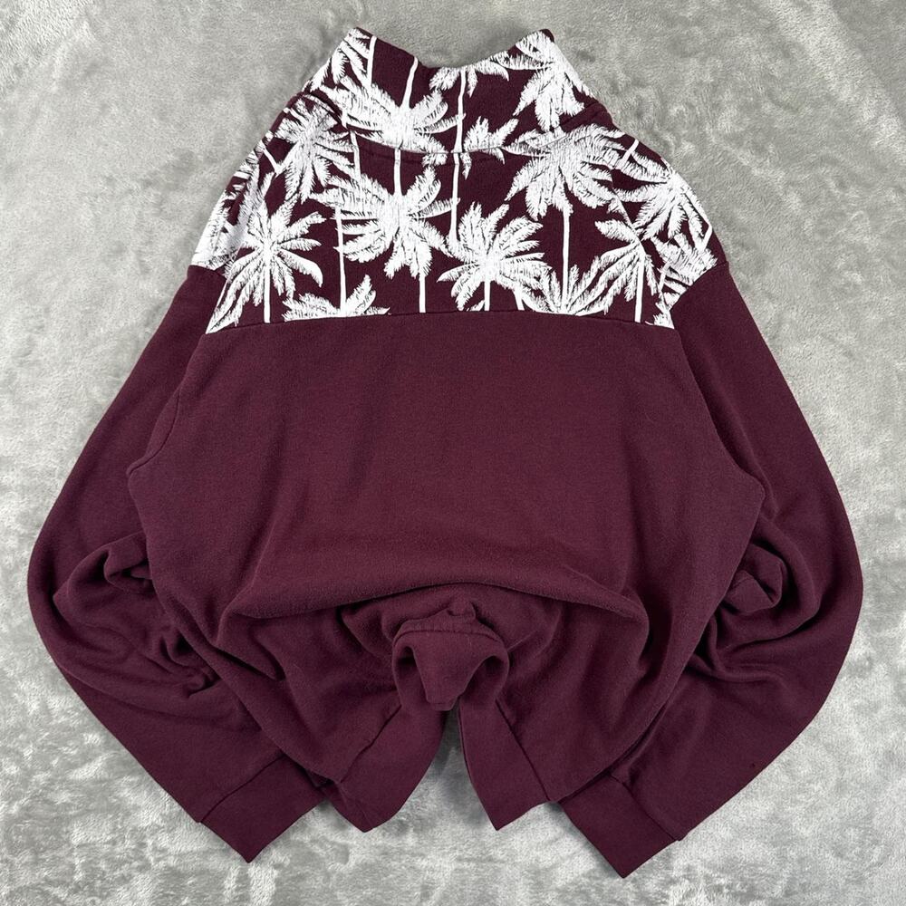 PINK Palm Tree Logo 1/4 Quarter Zip Sweatshirt Maroon/Burgundy Size Medium - Picture 2 of 7
